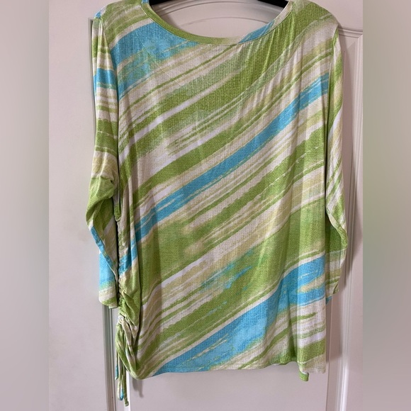 Ruby Rd. Favorites Lime Green & Turquoise Rayon Summer Blouse Women’s XL - Picture 3 of 11